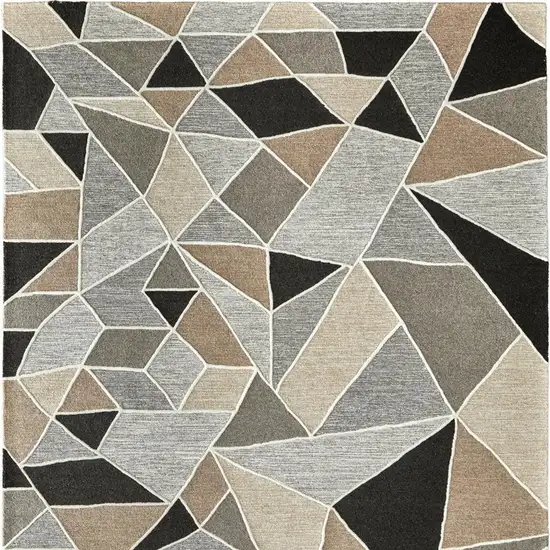 Blue And Ivory Wool Abstract Hand Tufted Area Rug Photo 4