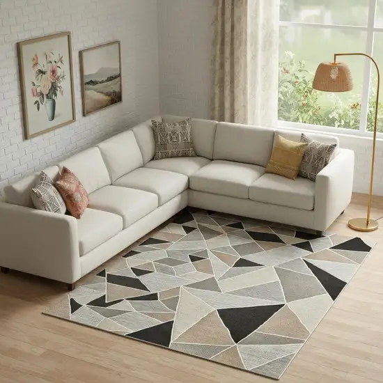 Blue And Ivory Wool Abstract Hand Tufted Area Rug Photo 1