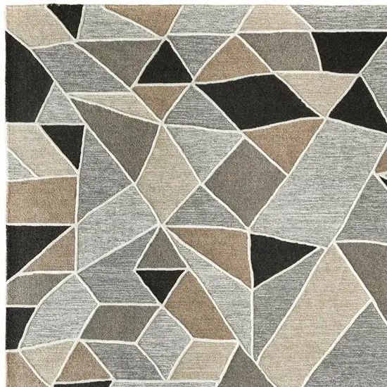 Blue And Ivory Wool Abstract Hand Tufted Area Rug Photo 3