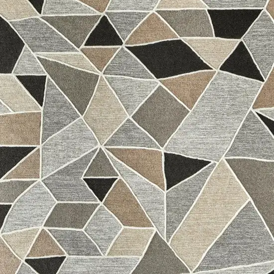 Blue And Ivory Wool Abstract Hand Tufted Area Rug Photo 3