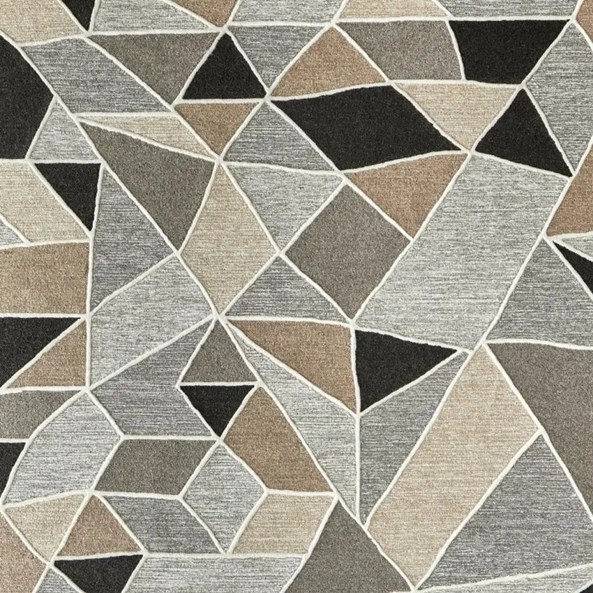 Blue And Ivory Wool Abstract Hand Tufted Area Rug Photo 3