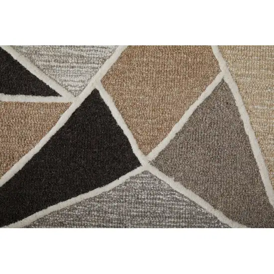 Blue And Ivory Wool Abstract Hand Tufted Area Rug Photo 9