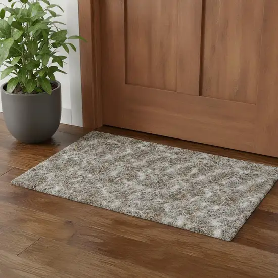 Blue And Ivory Wool Abstract Hand Tufted Area Rug Photo 1