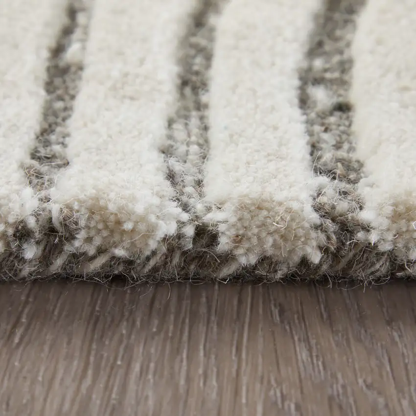 Blue And Ivory Wool Abstract Hand Tufted Area Rug Photo 2