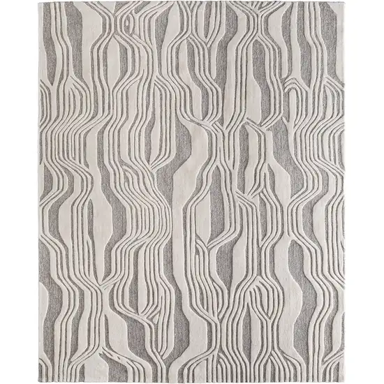 Blue And Ivory Wool Abstract Hand Tufted Area Rug Photo 6