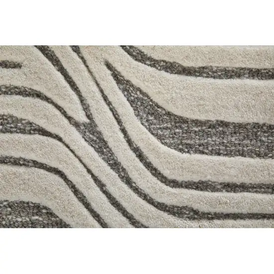 Blue And Ivory Wool Abstract Hand Tufted Area Rug Photo 9