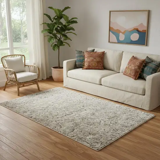 Blue And Ivory Wool Abstract Hand Tufted Area Rug Photo 1