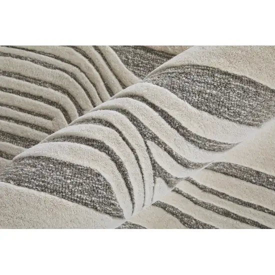 Blue And Ivory Wool Abstract Hand Tufted Area Rug Photo 8