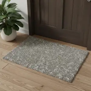 Photo of Blue And Ivory Wool Abstract Hand Tufted Area Rug