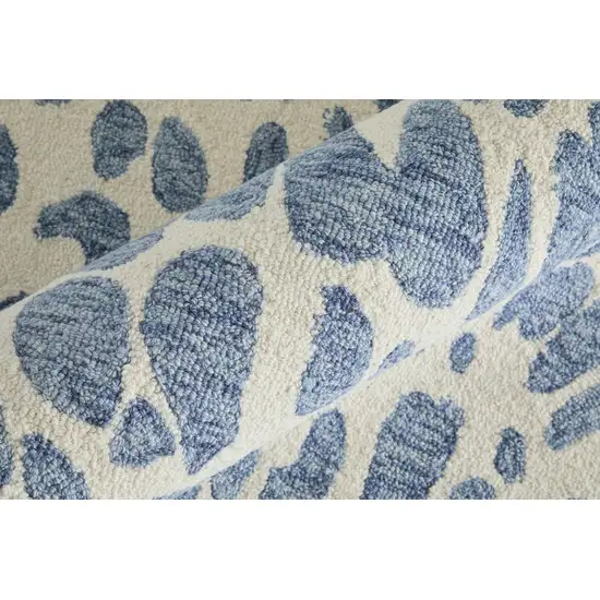 Blue And Ivory Wool Abstract Hand Tufted Area Rug Photo 8