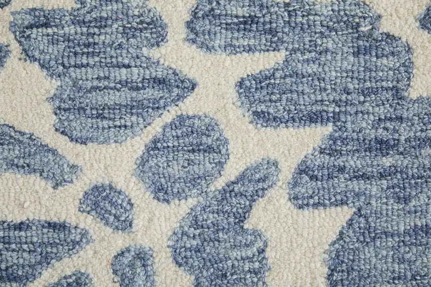 Blue And Ivory Wool Abstract Hand Tufted Area Rug Photo 9