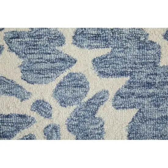Blue And Ivory Wool Abstract Hand Tufted Area Rug Photo 9