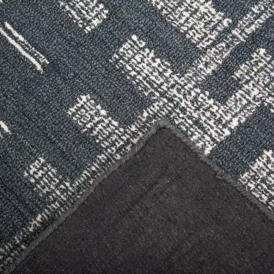 Blue And Ivory Wool Abstract Hand Tufted Area Rug Photo 3