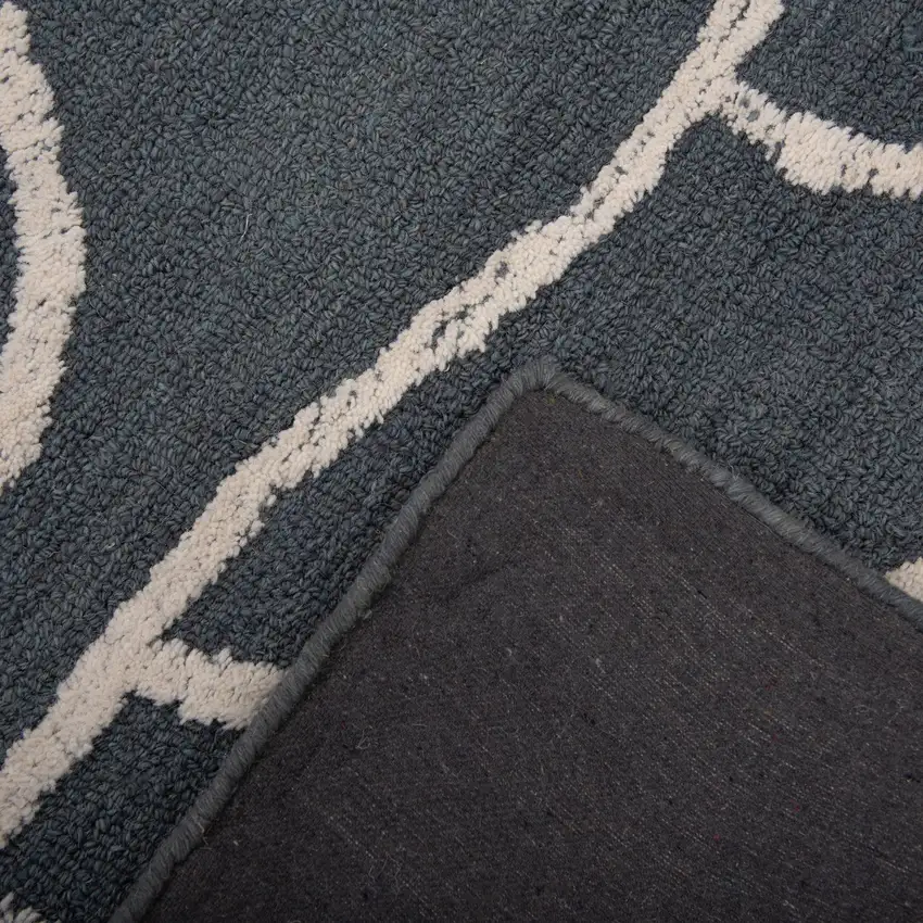 Blue And Ivory Wool Abstract Hand Tufted Area Rug Photo 3