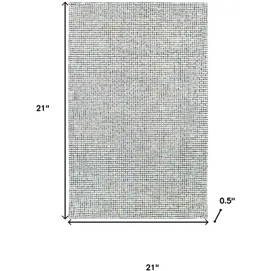 Blue And Ivory Wool Checkered Hand Tufted Square Rug Photo 3