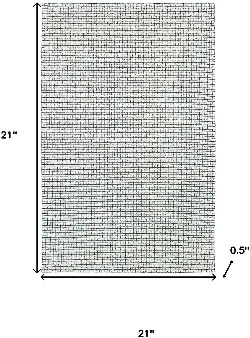 Blue And Ivory Wool Checkered Hand Tufted Square Rug Photo 3