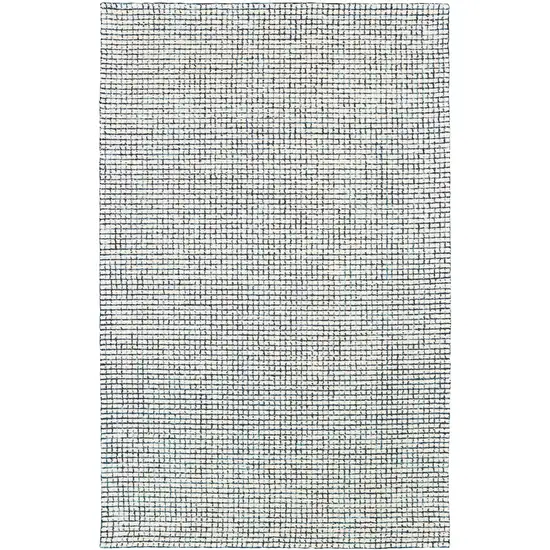 Blue And Ivory Wool Checkered Hand Tufted Square Rug Photo 2