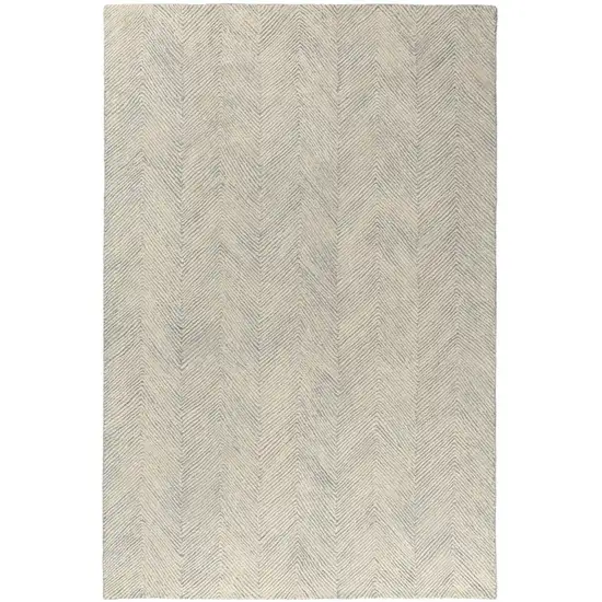 Blue And Ivory Wool Chevron Hand Tufted Square Rug Photo 1
