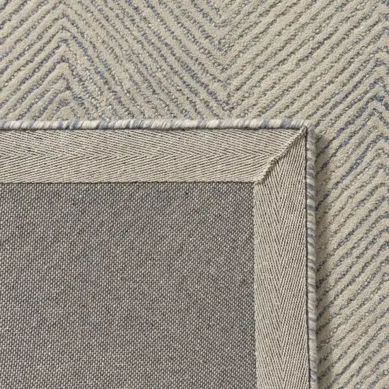 Blue And Ivory Wool Chevron Hand Tufted Square Rug Photo 8