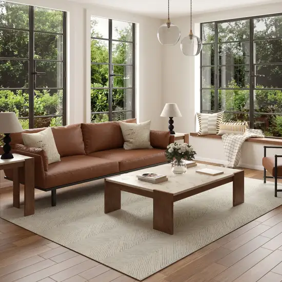 Blue And Ivory Wool Chevron Hand Tufted Square Rug Photo 3