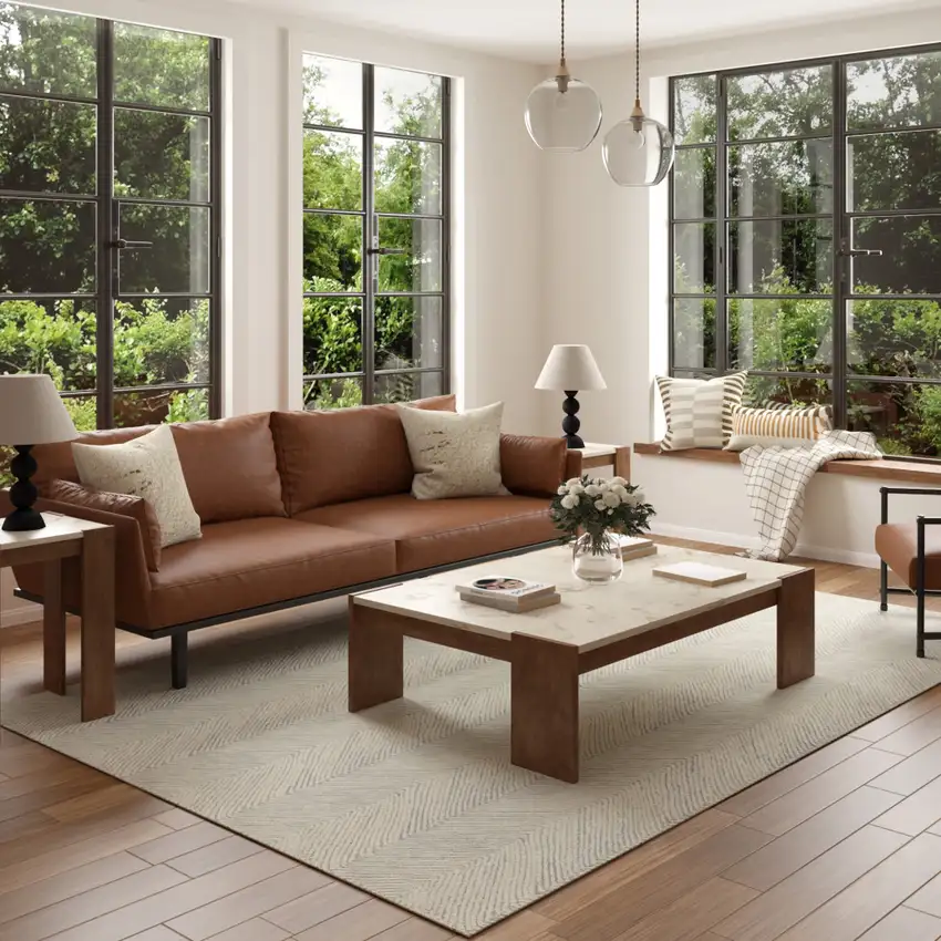 Blue And Ivory Wool Chevron Hand Tufted Square Rug Photo 3