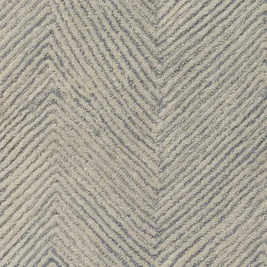 Blue And Ivory Wool Chevron Hand Tufted Square Rug Photo 9