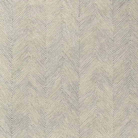 Blue And Ivory Wool Chevron Hand Tufted Square Rug Photo 2