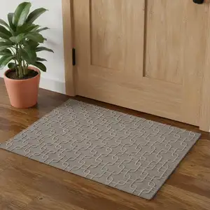 Photo of Blue And Ivory Wool Floral Hand Tufted Area Rug