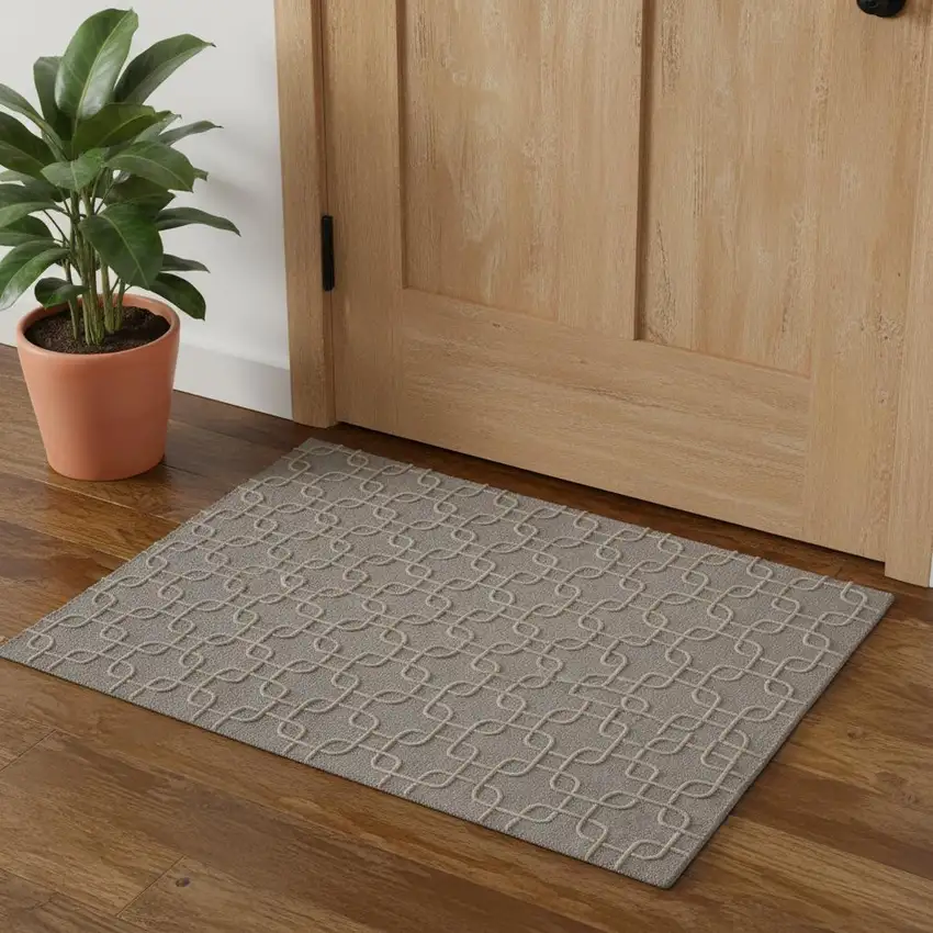 Blue And Ivory Wool Floral Hand Tufted Area Rug Photo 1