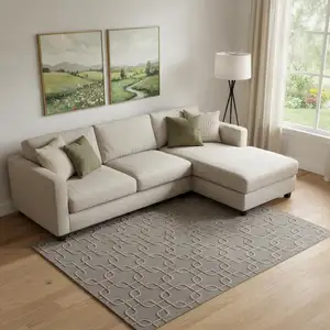 Photo of Blue And Ivory Wool Floral Hand Tufted Area Rug