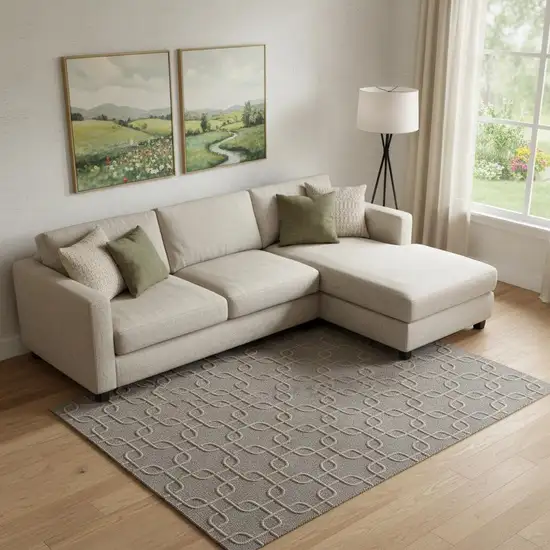 Blue And Ivory Wool Floral Hand Tufted Area Rug Photo 1