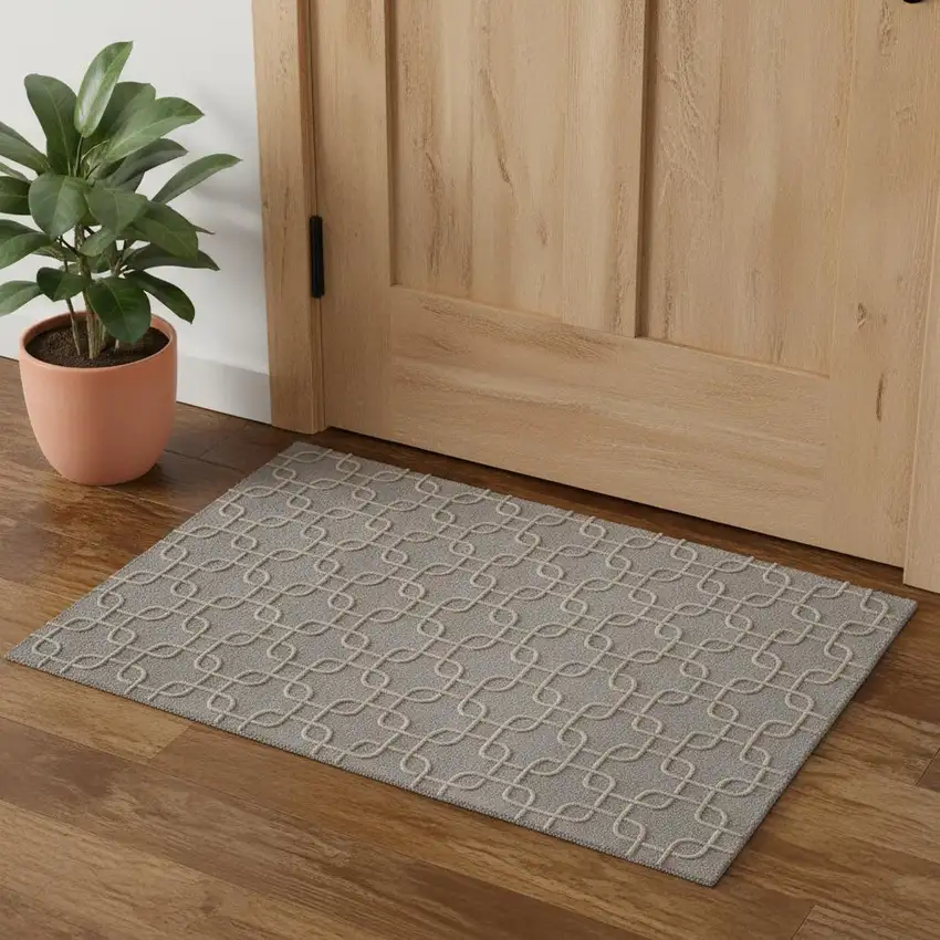 Blue And Ivory Wool Floral Hand Tufted Area Rug Photo 1