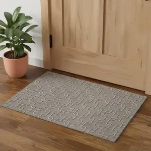 Photo of Blue And Ivory Wool Floral Hand Tufted Area Rug