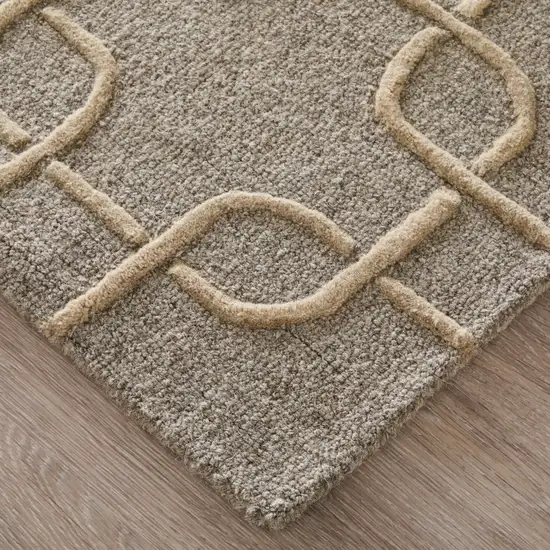 Blue And Ivory Wool Floral Hand Tufted Area Rug Photo 5