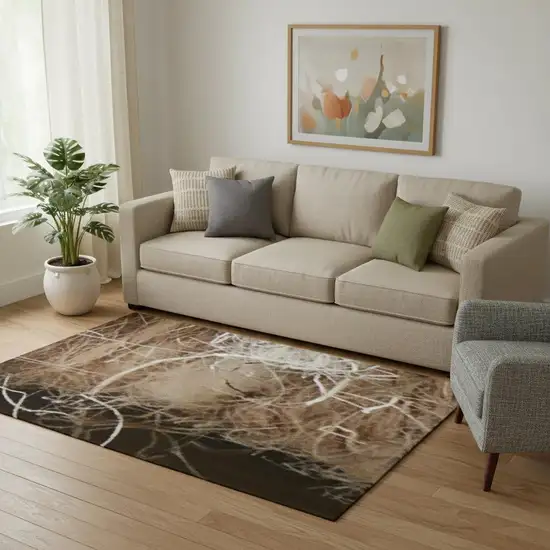 Blue And Ivory Wool Floral Hand Tufted Area Rug Photo 1