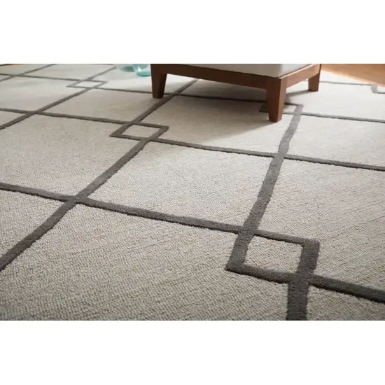 Blue And Ivory Wool Floral Hand Tufted Area Rug Photo 5