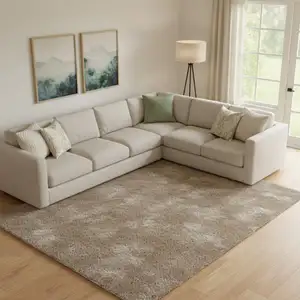 Photo of Blue And Ivory Wool Floral Hand Tufted Area Rug