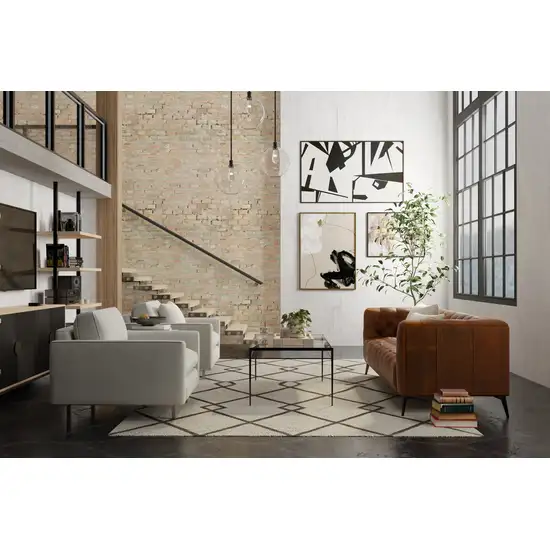 Blue And Ivory Wool Floral Hand Tufted Area Rug Photo 6