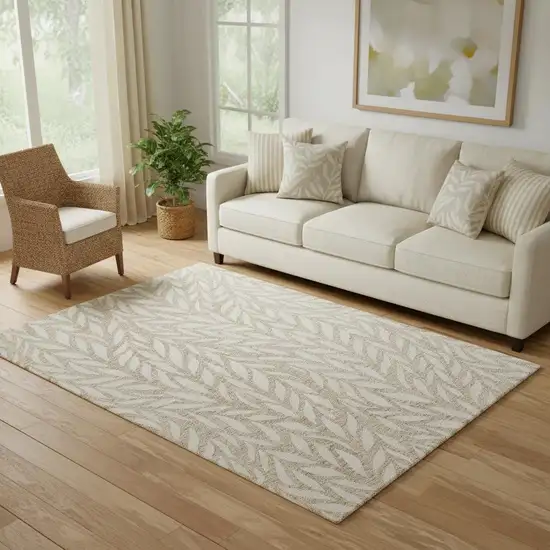 Blue And Ivory Wool Floral Hand Tufted Area Rug Photo 1