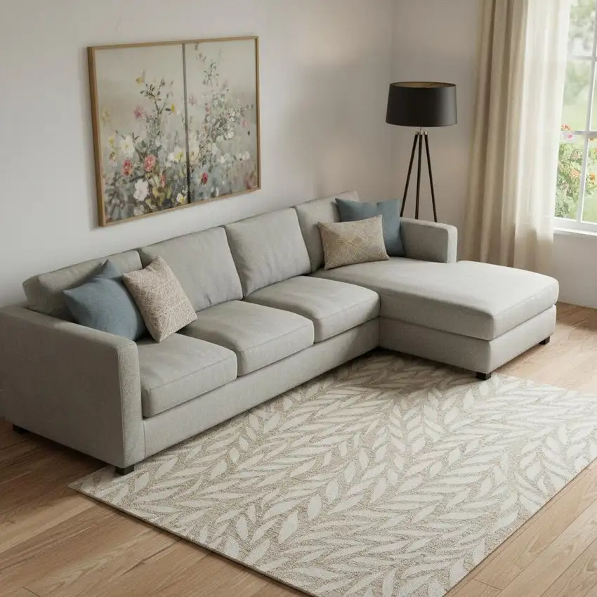 Blue And Ivory Wool Floral Hand Tufted Area Rug Photo 1