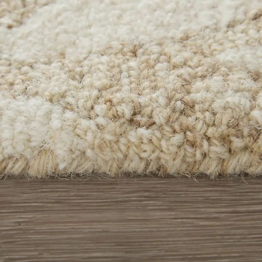 Blue And Ivory Wool Floral Hand Tufted Area Rug Photo 3