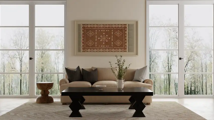 Blue And Ivory Wool Floral Hand Tufted Area Rug Photo 5