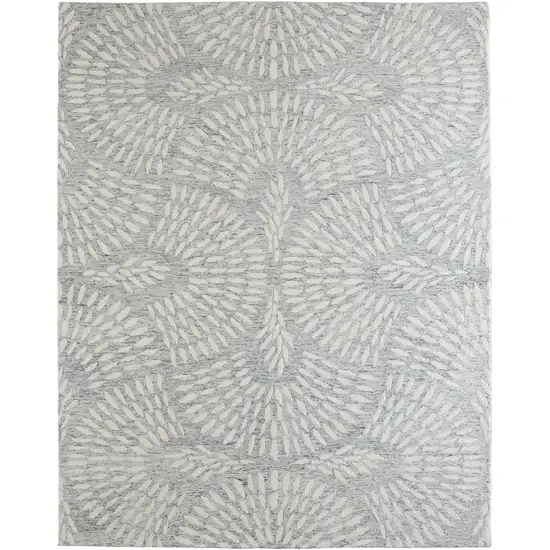 Blue And Ivory Wool Floral Hand Tufted Area Rug Photo 3