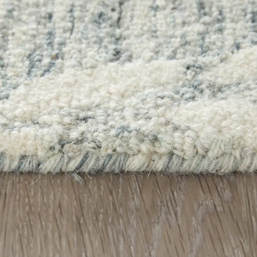 Blue And Ivory Wool Floral Hand Tufted Area Rug Photo 2