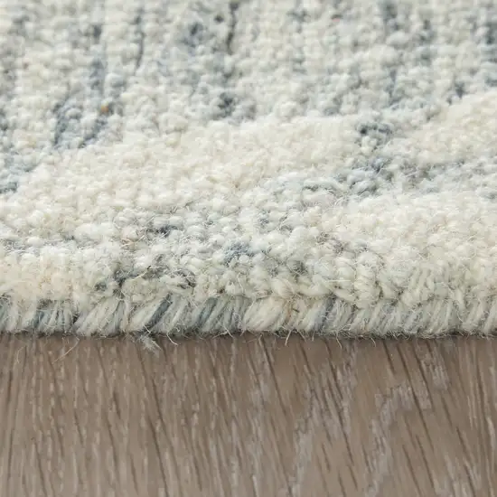 Blue And Ivory Wool Floral Hand Tufted Area Rug Photo 2