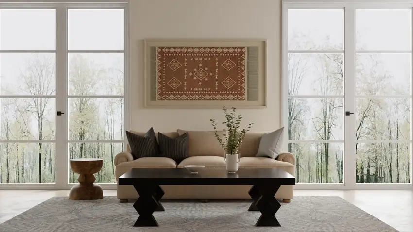 Blue And Ivory Wool Floral Hand Tufted Area Rug Photo 5