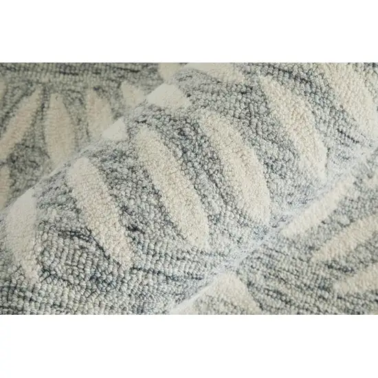 Blue And Ivory Wool Floral Hand Tufted Area Rug Photo 7
