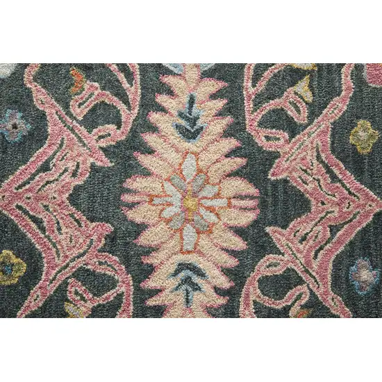 Blue And Ivory Wool Floral Hand Tufted Area Rug Photo 8