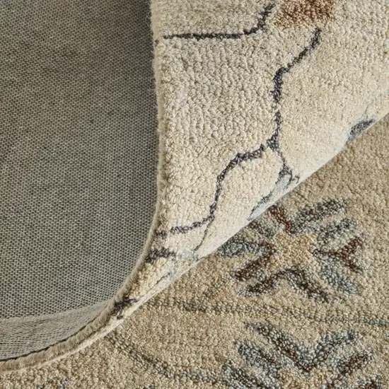 Blue And Ivory Wool Floral Hand Tufted Area Rug Photo 9