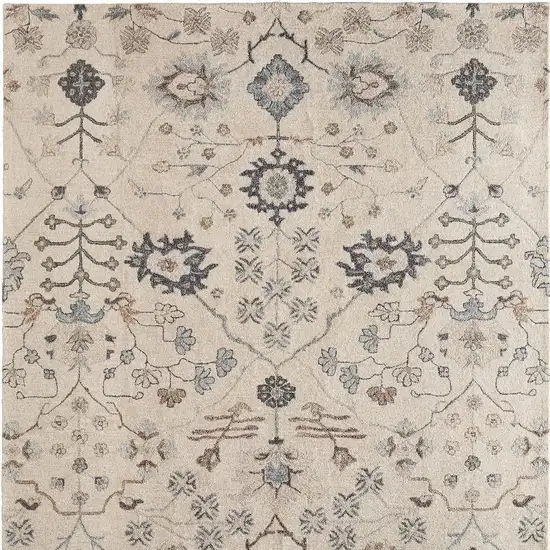 Blue And Ivory Wool Floral Hand Tufted Area Rug Photo 4